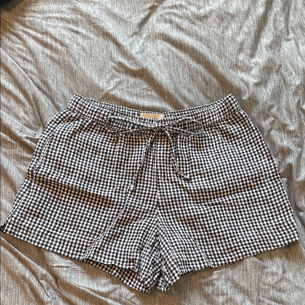 Women's Black and White Gingham Shorts